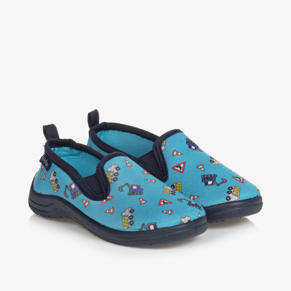 Playshoes-Blue Construction Slippers | Childrensalon Outlet
