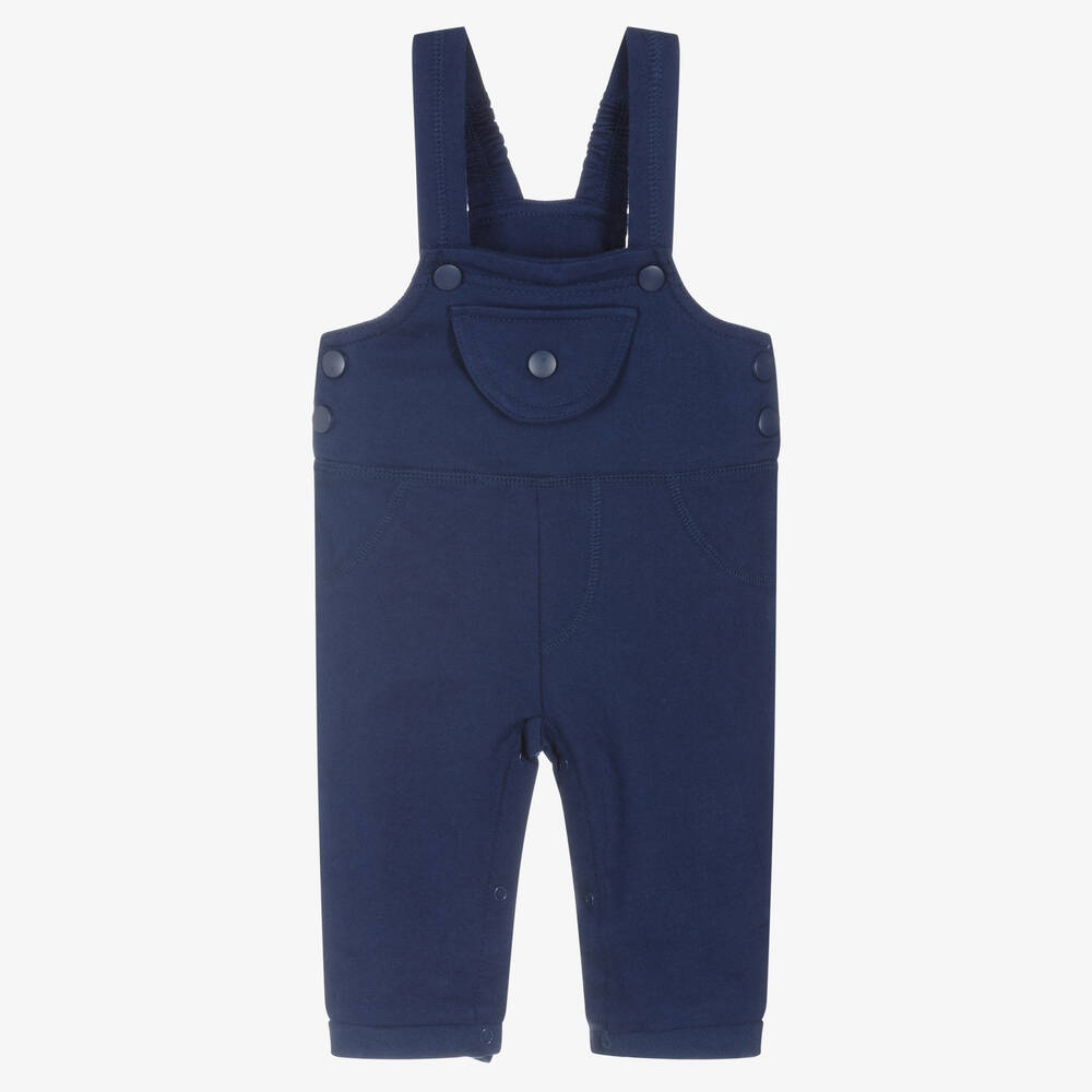 Playshoes - Blue Cotton Baby Dungarees | Childrensalon