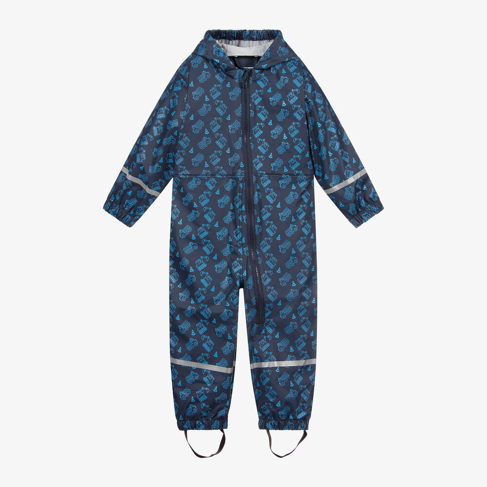 Playshoes-Blue Digger Print Rain Suit | Childrensalon Outlet