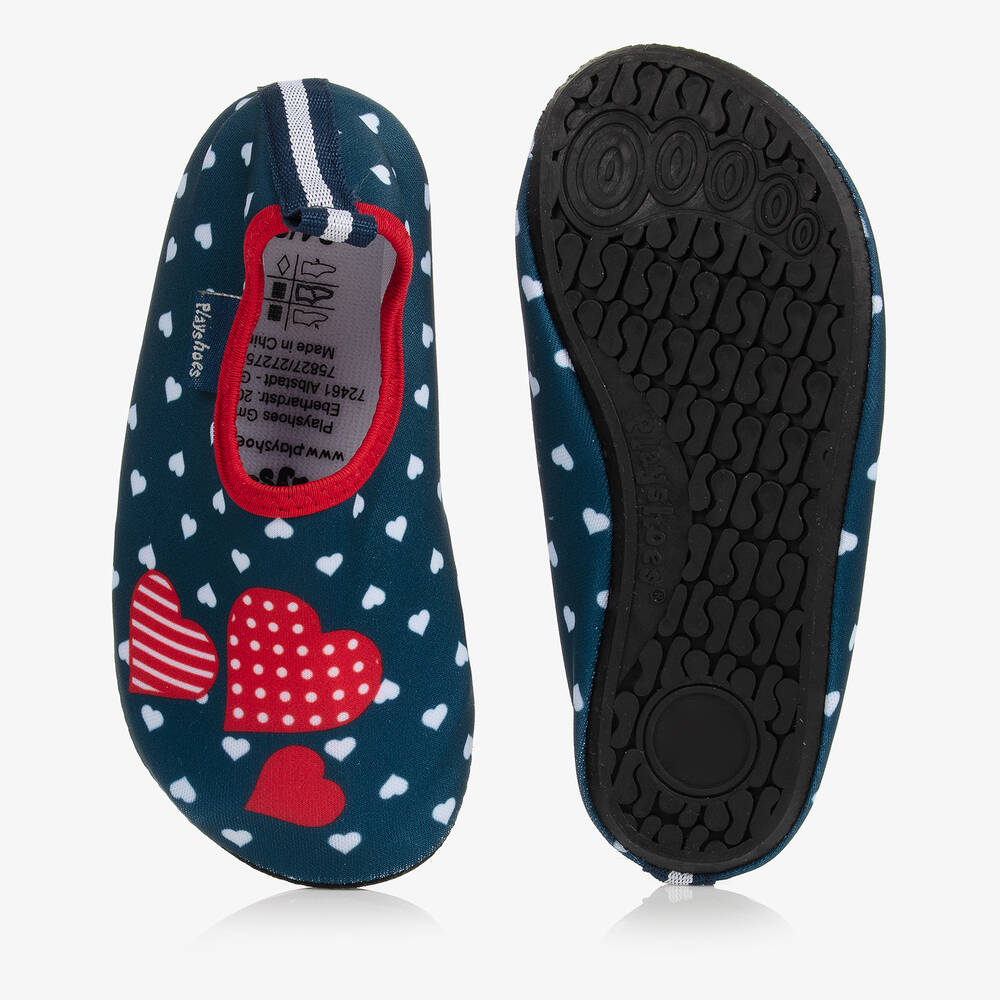 Playshoes-Синяя акваобувь в сердечки (UPF50+) | Childrensalon Outlet