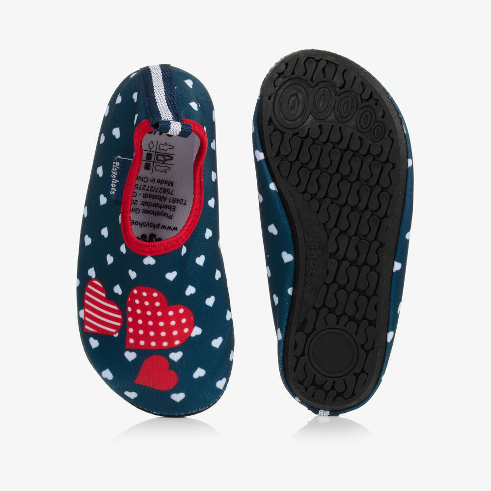 Playshoes-Синяя акваобувь в сердечки (UPF50+) | Childrensalon Outlet