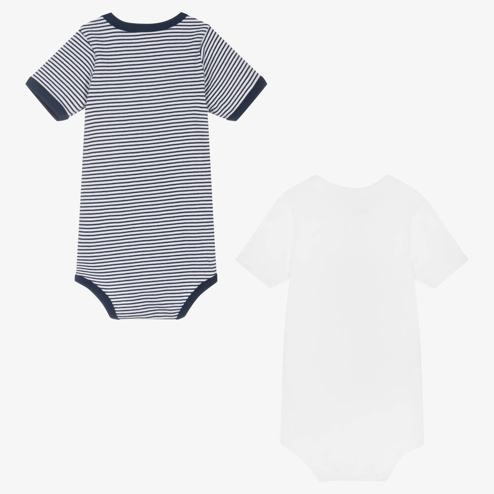 Playshoes-Blue & White Bodyvests (2 Pack) | Childrensalon Outlet