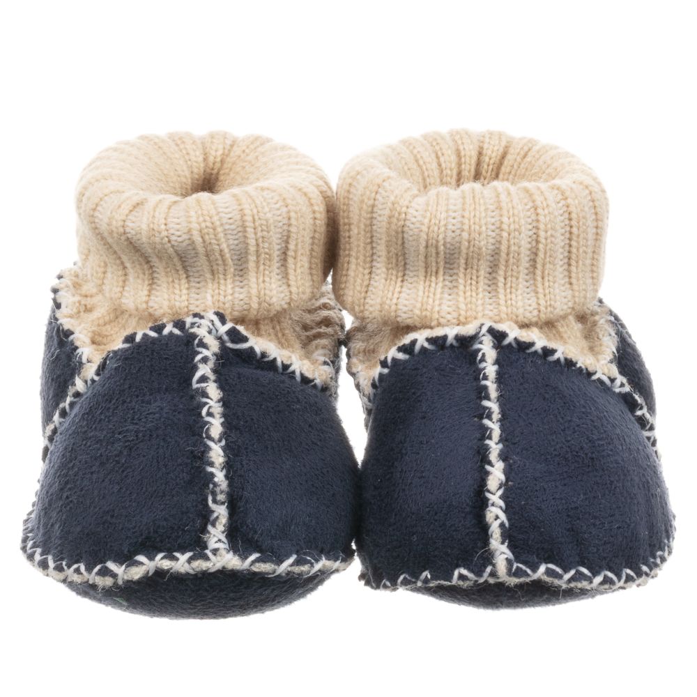 Playshoes-Blue Wool-Lined Slippers | Childrensalon Outlet