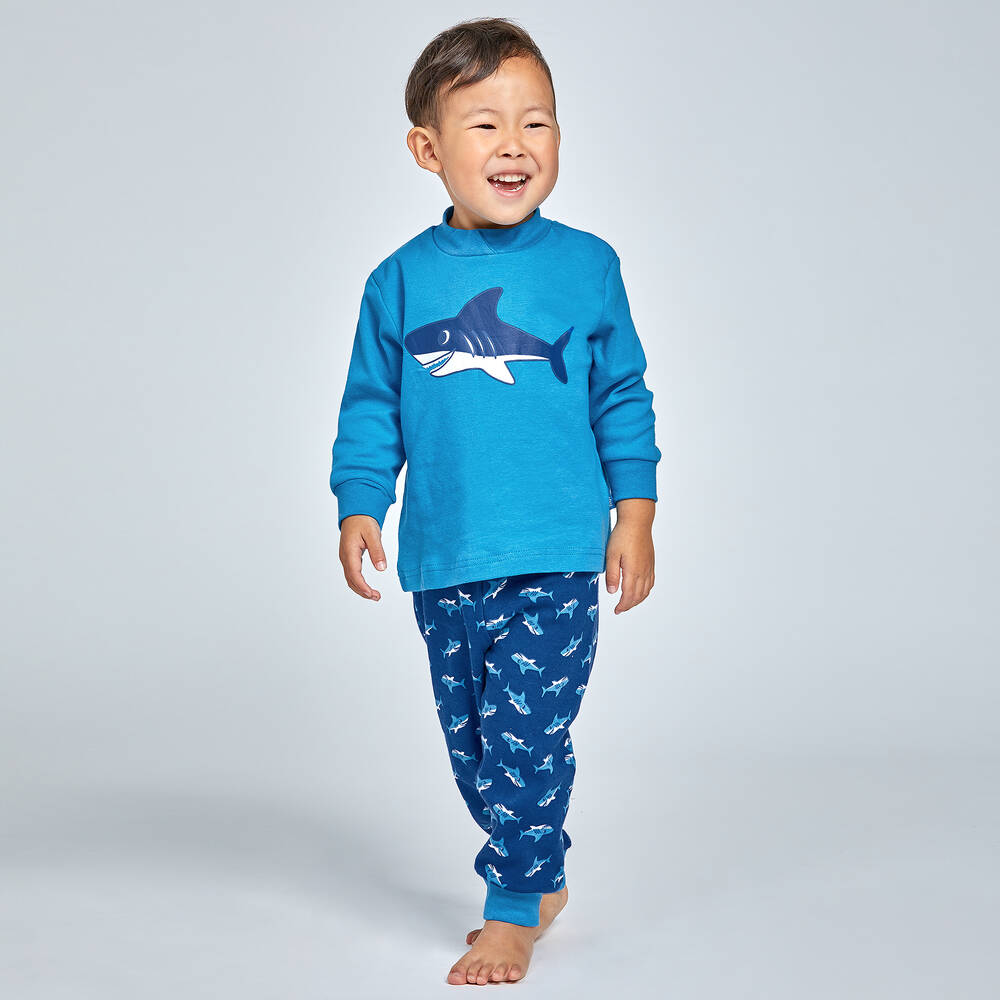 Playshoes-Boys Blue Cotton Pyjamas | Childrensalon Outlet