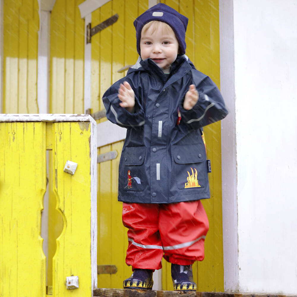 Playshoes-Boys Blue Fire Engine Raincoat | Childrensalon Outlet
