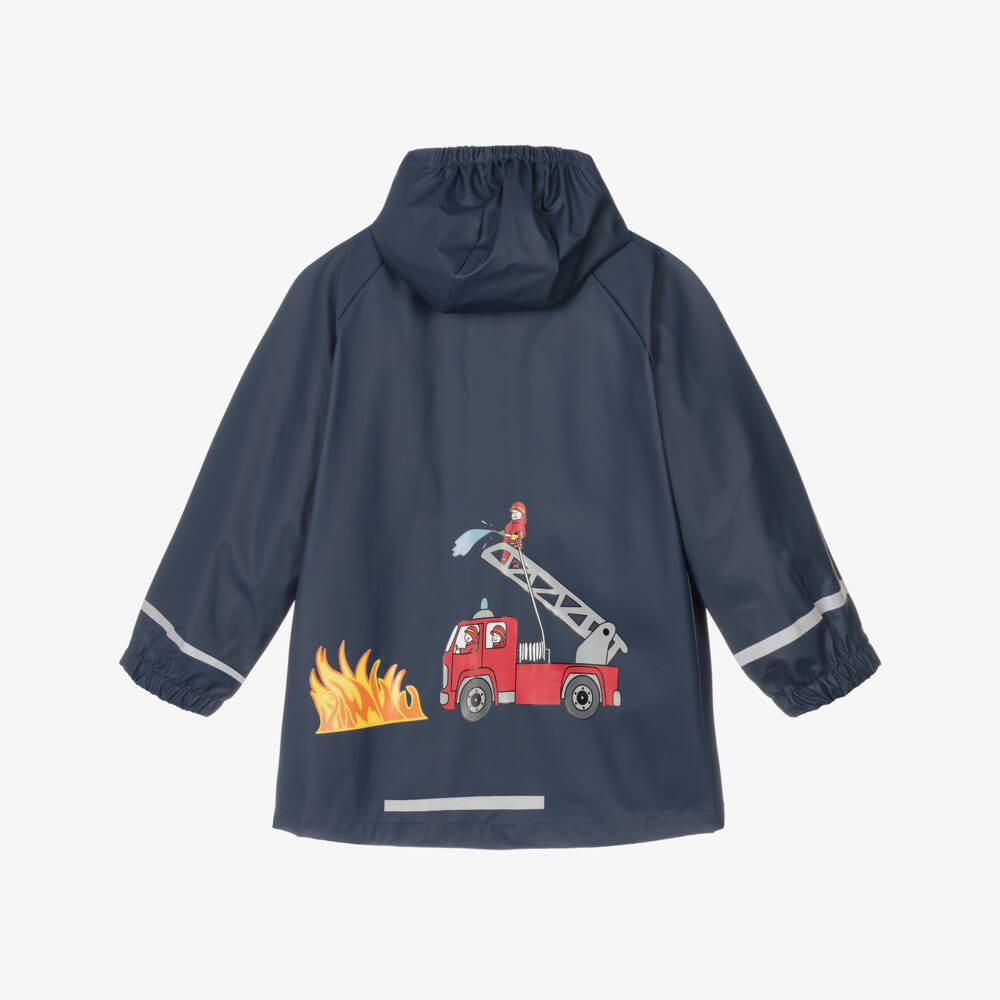 Playshoes-Boys Blue Fire Engine Raincoat | Childrensalon Outlet