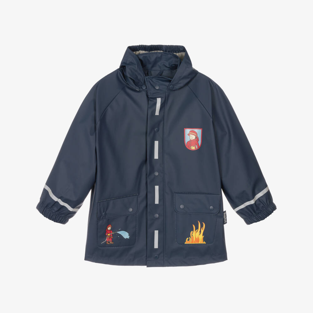 Playshoes-Boys Blue Fire Engine Raincoat | Childrensalon Outlet