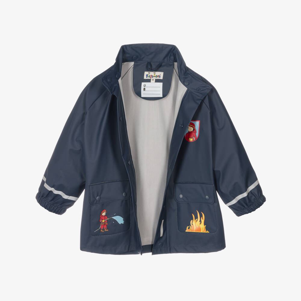 Playshoes-Boys Blue Fire Engine Raincoat | Childrensalon Outlet