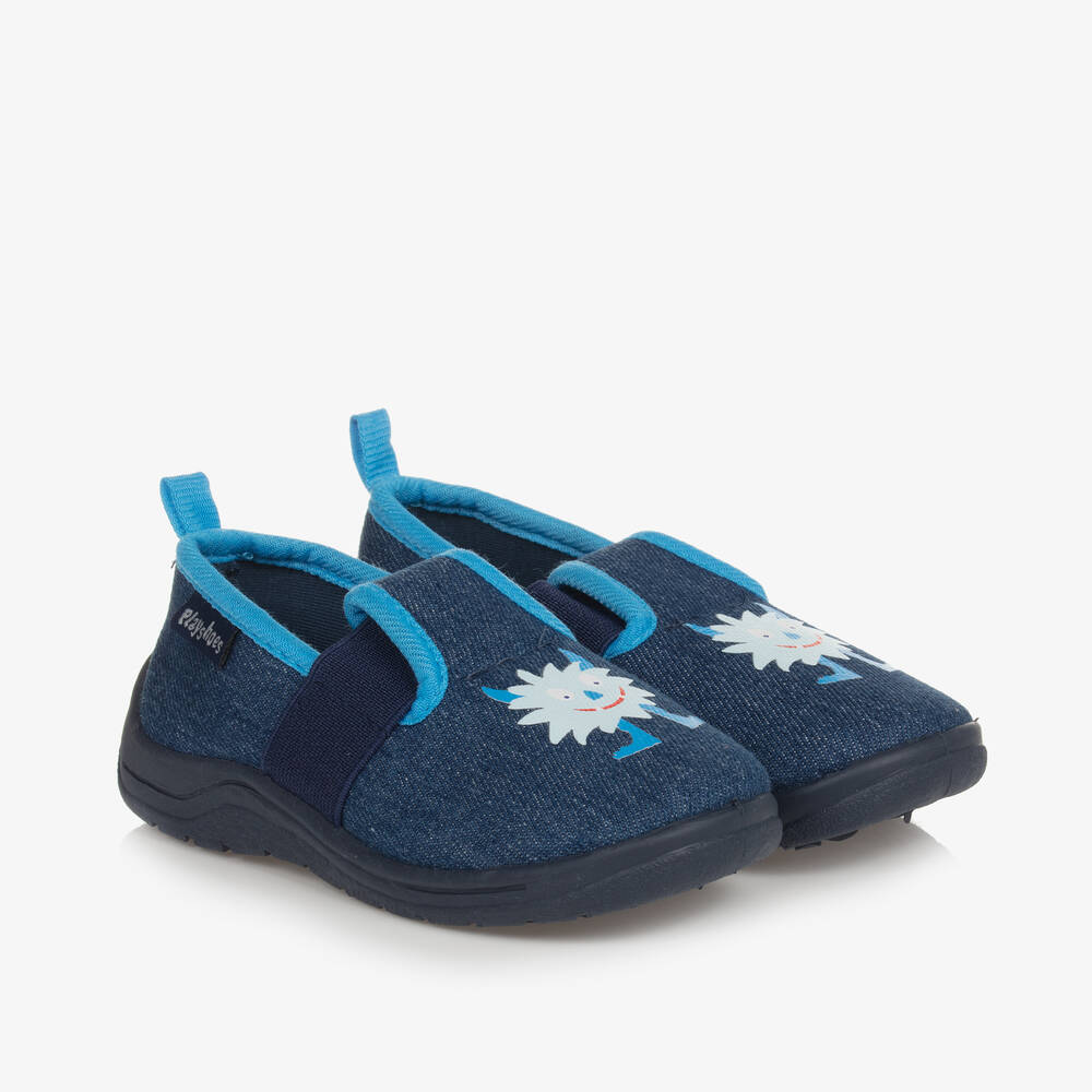 Playshoes-Boys Blue Monster Slipper | Childrensalon Outlet
