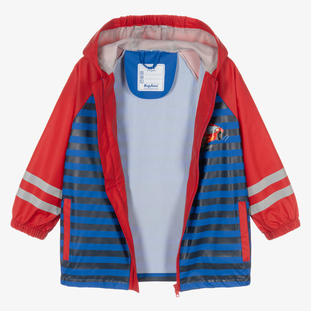 بلاي شوز-معطف واقي من المطر لون أزرق وأحمر للأولاد | Childrensalon Outlet