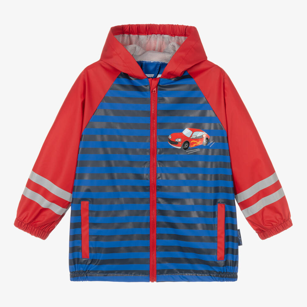 Playshoes-Boys Blue & Red Car Raincoat | Childrensalon Outlet
