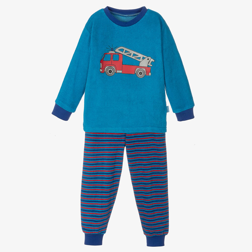 Playshoes-Boys Blue Towelling Pyjamas | Childrensalon Outlet