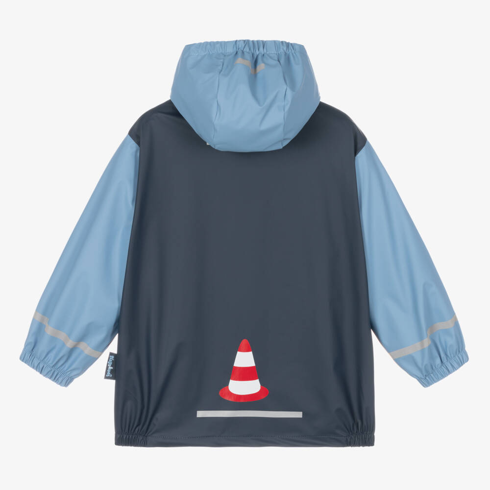 Playshoes-Boys Digger-Themed Blue Raincoat | Childrensalon Outlet