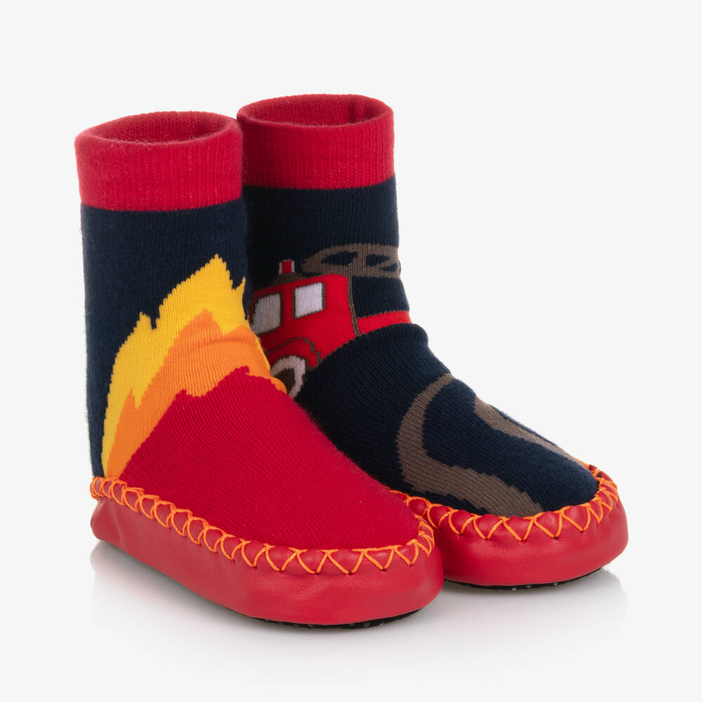 Playshoes-Boys Fire Truck Cozy Socks | Childrensalon Outlet