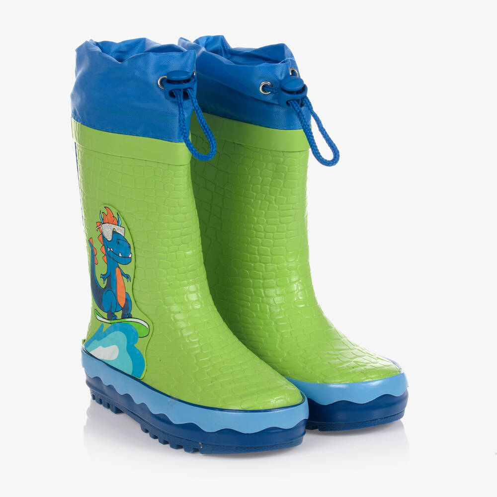 Playshoes-Boys Green Dragon Rain Boots | Childrensalon Outlet