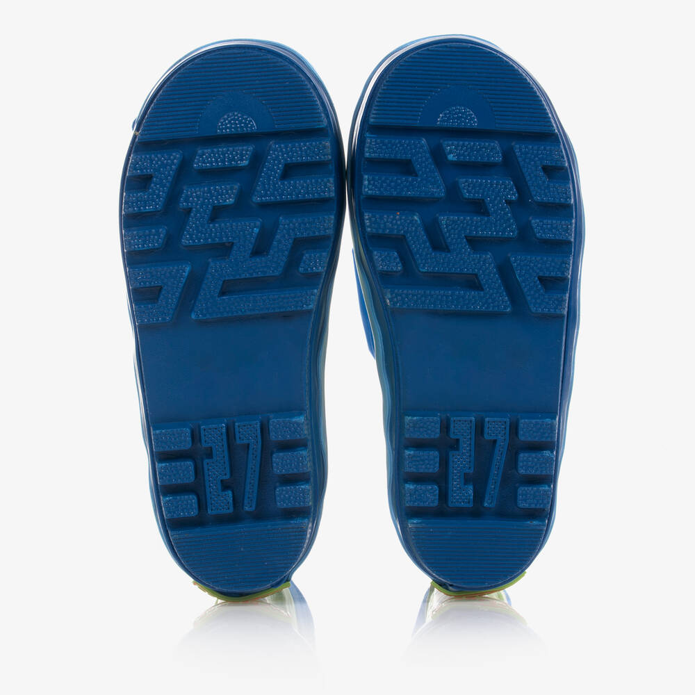 بلاي شوز-بوت واقي من المطر مطاط لون أخضر وأزرق للأولاد | Childrensalon Outlet