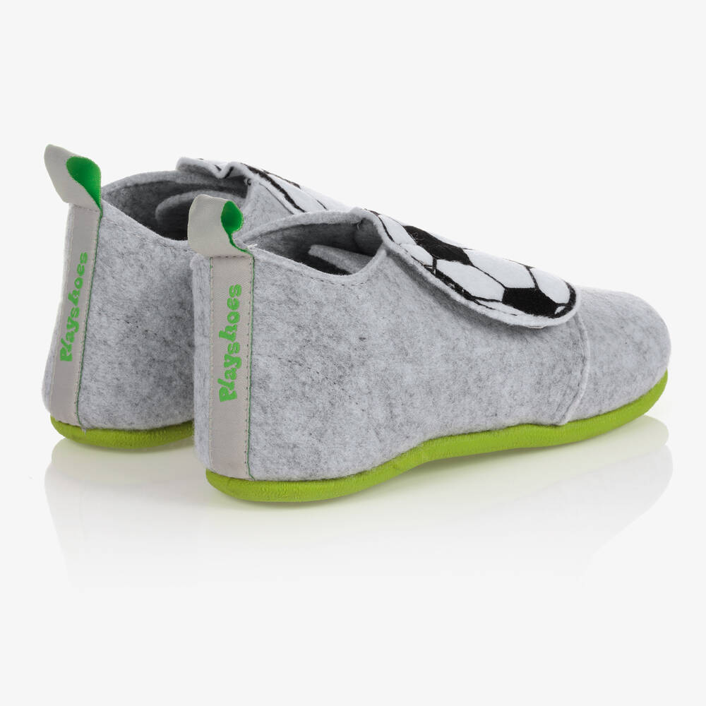 Playshoes Boys Grey Football Slippers Childrensalon Outlet