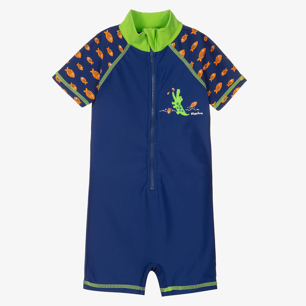 Playshoes-Boys Navy Blue Sun Suit (UPF50+) | Childrensalon Outlet