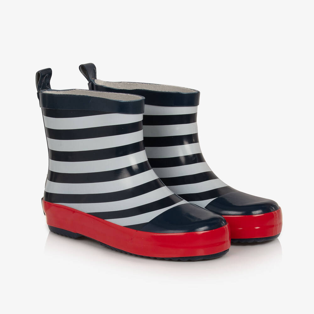 Playshoes-Boys Navy Stripe Wellies | Childrensalon Outlet