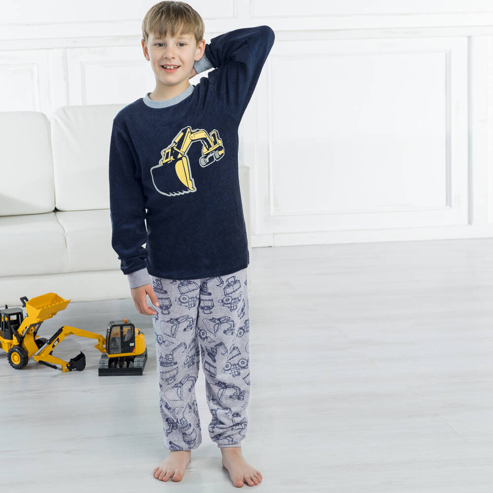 Playshoes-Boys Navy Towelling Sleepwear | Childrensalon Outlet