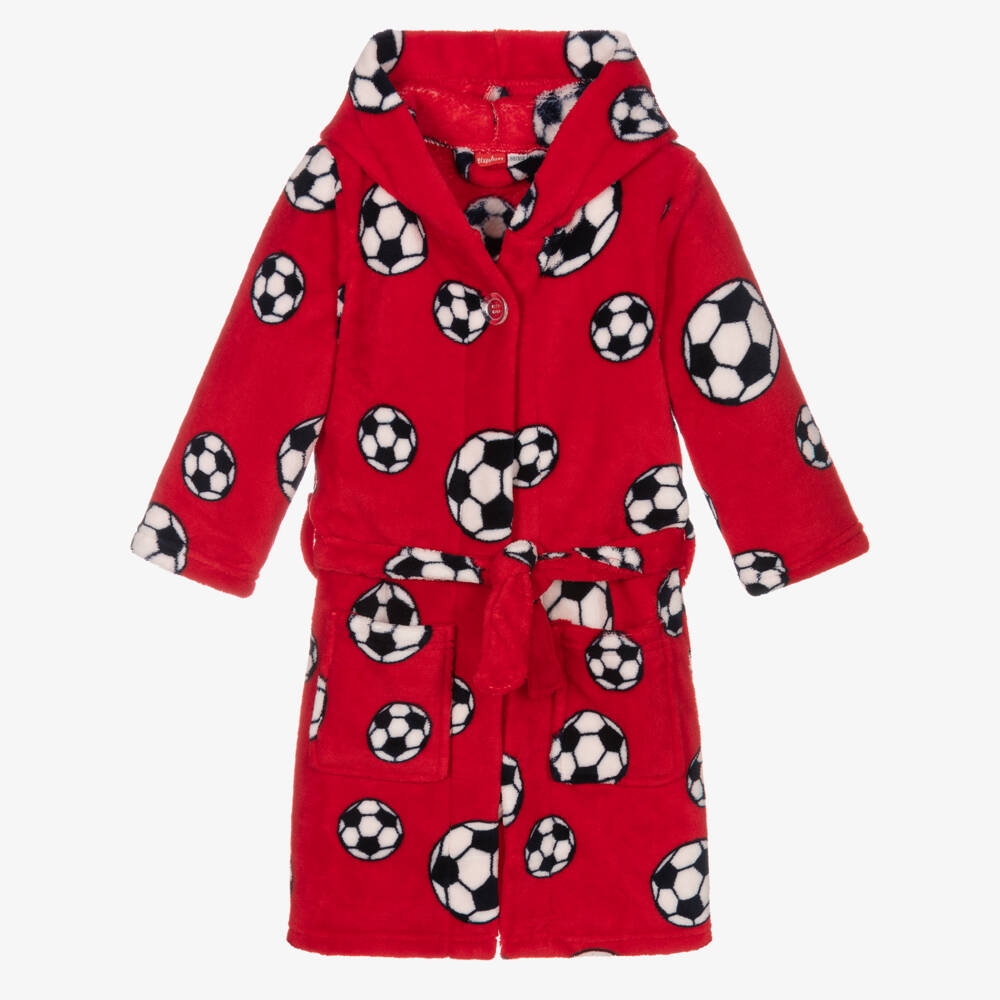 Playshoes-Boys Red Football Print Bathrobe | Childrensalon Outlet
