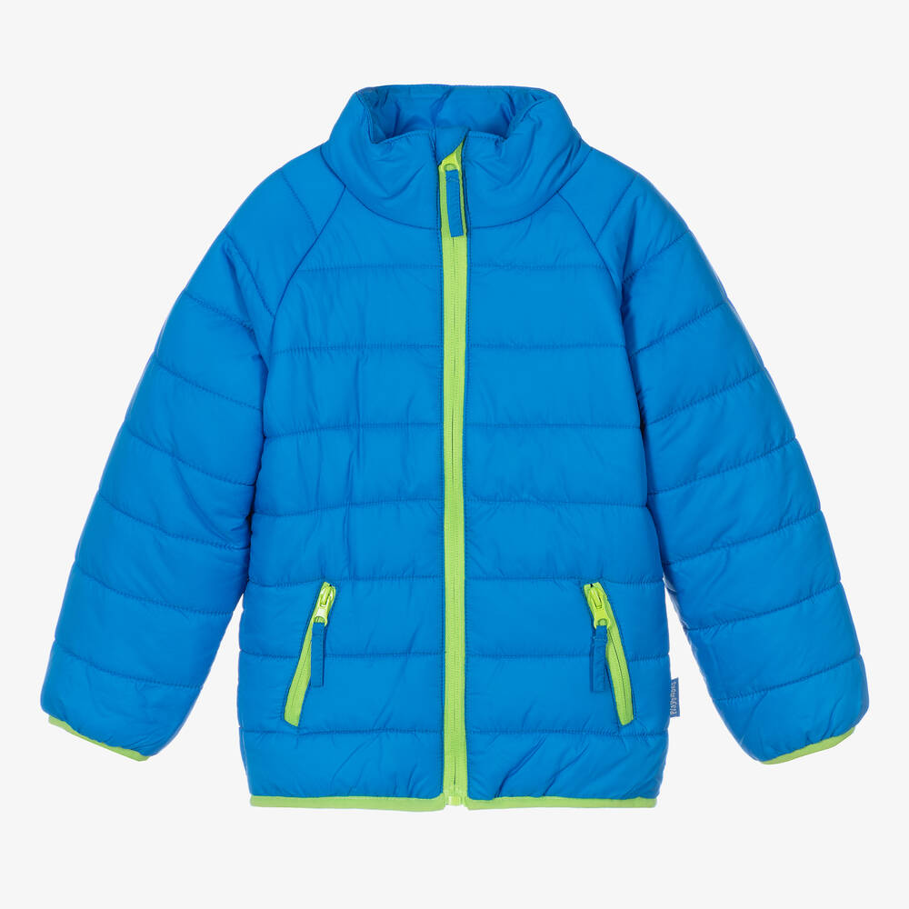 Bright blue puffer coat top