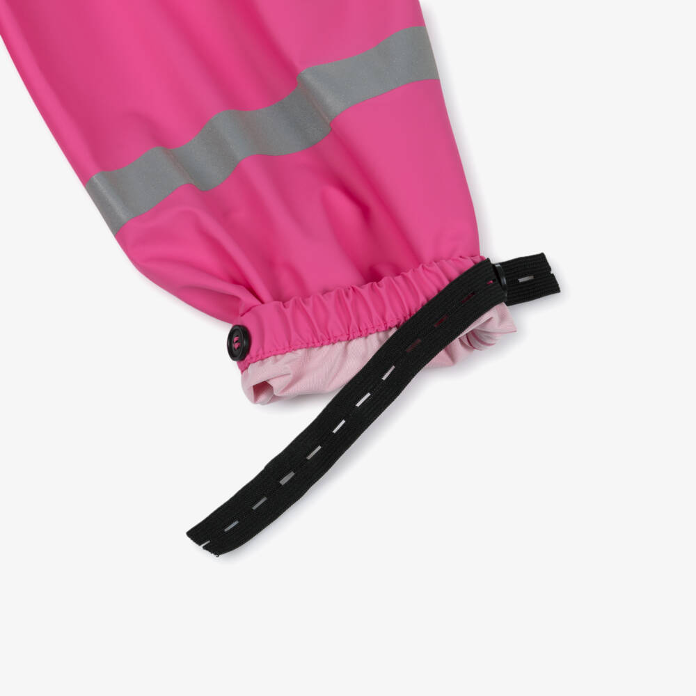 Playshoes-Bright Pink Stars Raincoat & Salopettes Set | Childrensalon Outlet