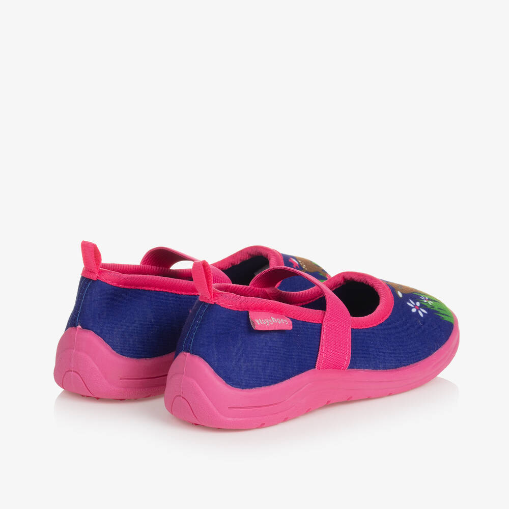 Playshoes-Gils Pink & Blue Slippers | Childrensalon Outlet