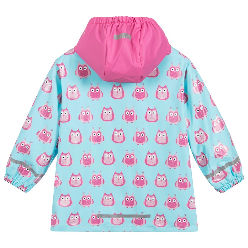Playshoes-Girls Blue & Pink Owl Raincoat | Childrensalon Outlet