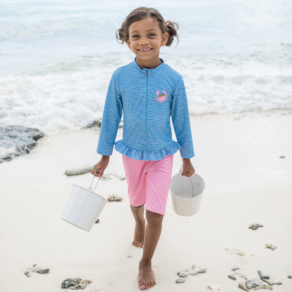 Playshoes-Розово-голубой солнцезащитный костюм для девочек (UPF50+) | Childrensalon Outlet