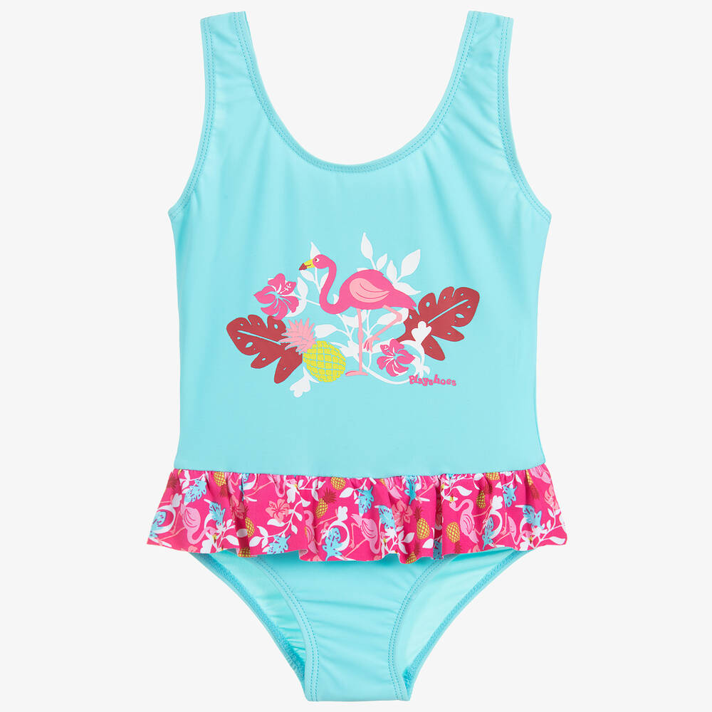 Playshoes-Girls Blue & Pink Swimsuit (UPF50+) | Childrensalon Outlet