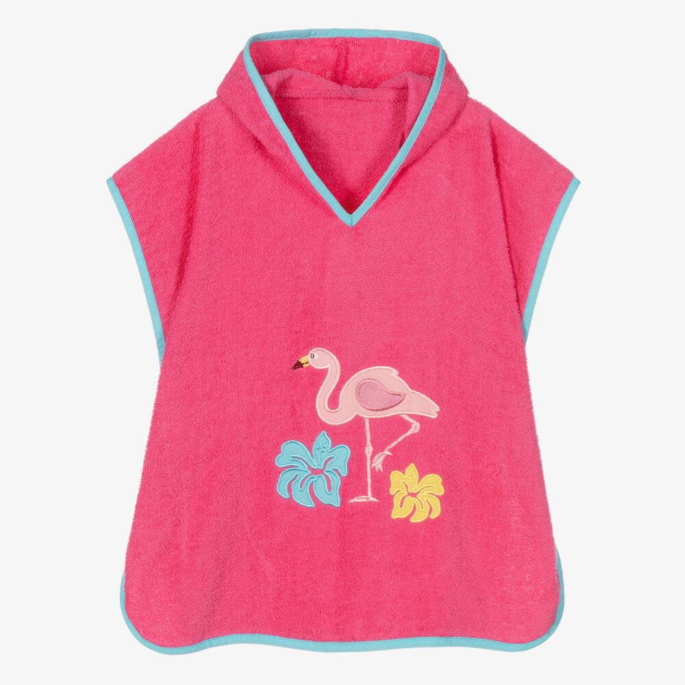 Playshoes-Girls Flamingo Pink Hooded Towel | Childrensalon Outlet