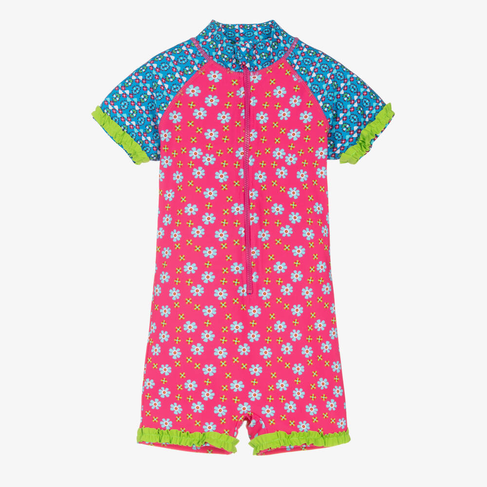 Playshoes-Girls Floral Pink Swim Coverall | Childrensalon Outlet