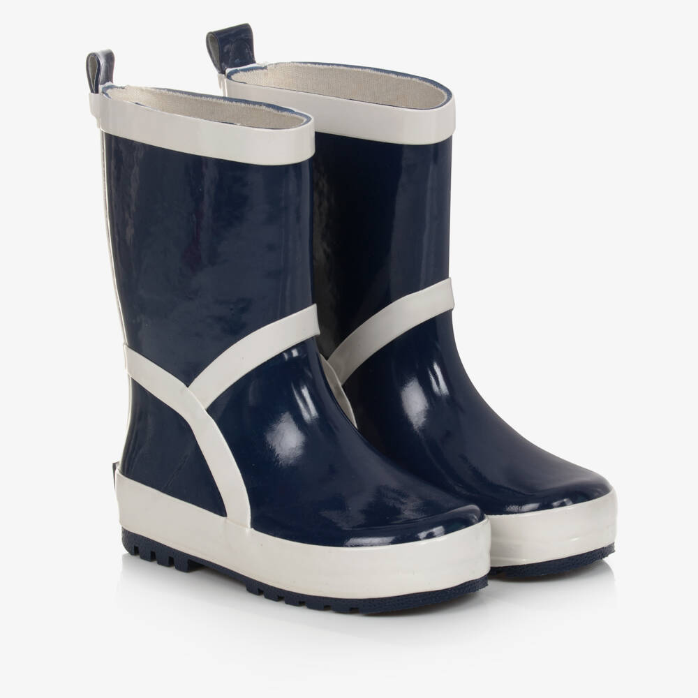 Playshoes-Girls Navy Reflective Wellies | Childrensalon Outlet