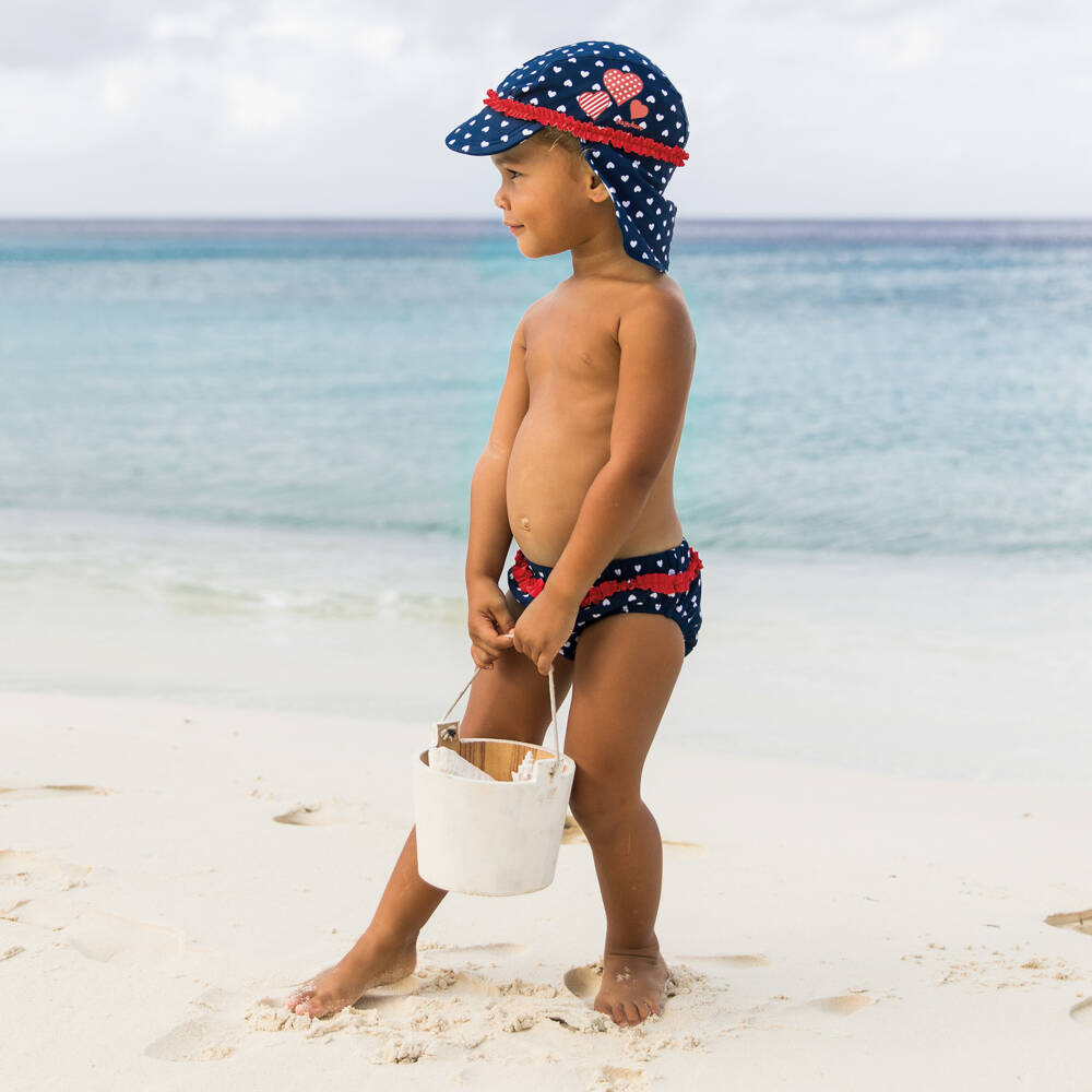 Playshoes-Girls Navy Sun Shielding Hat | Childrensalon Outlet