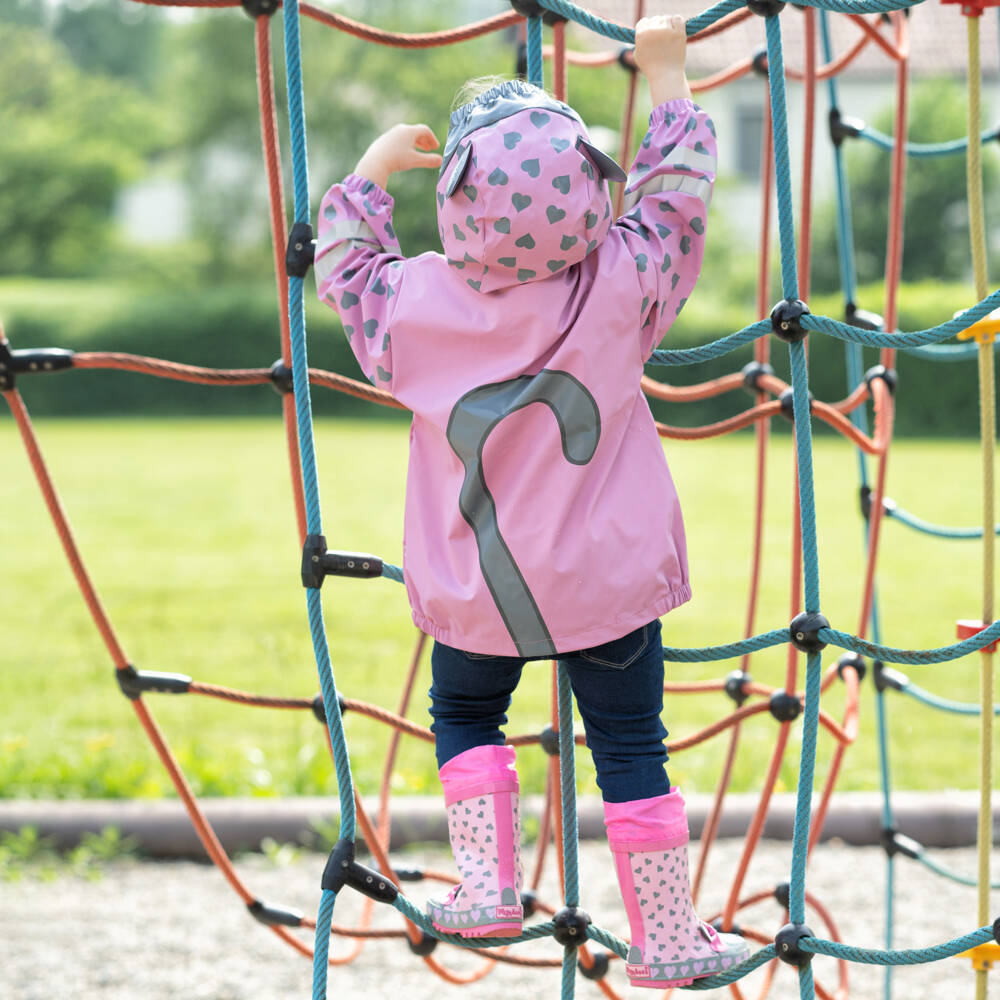 Playshoes-Girls Pink & Heart Raincoat | Childrensalon Outlet