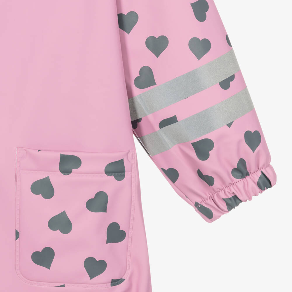 Playshoes-Girls Pink & Heart Raincoat | Childrensalon Outlet