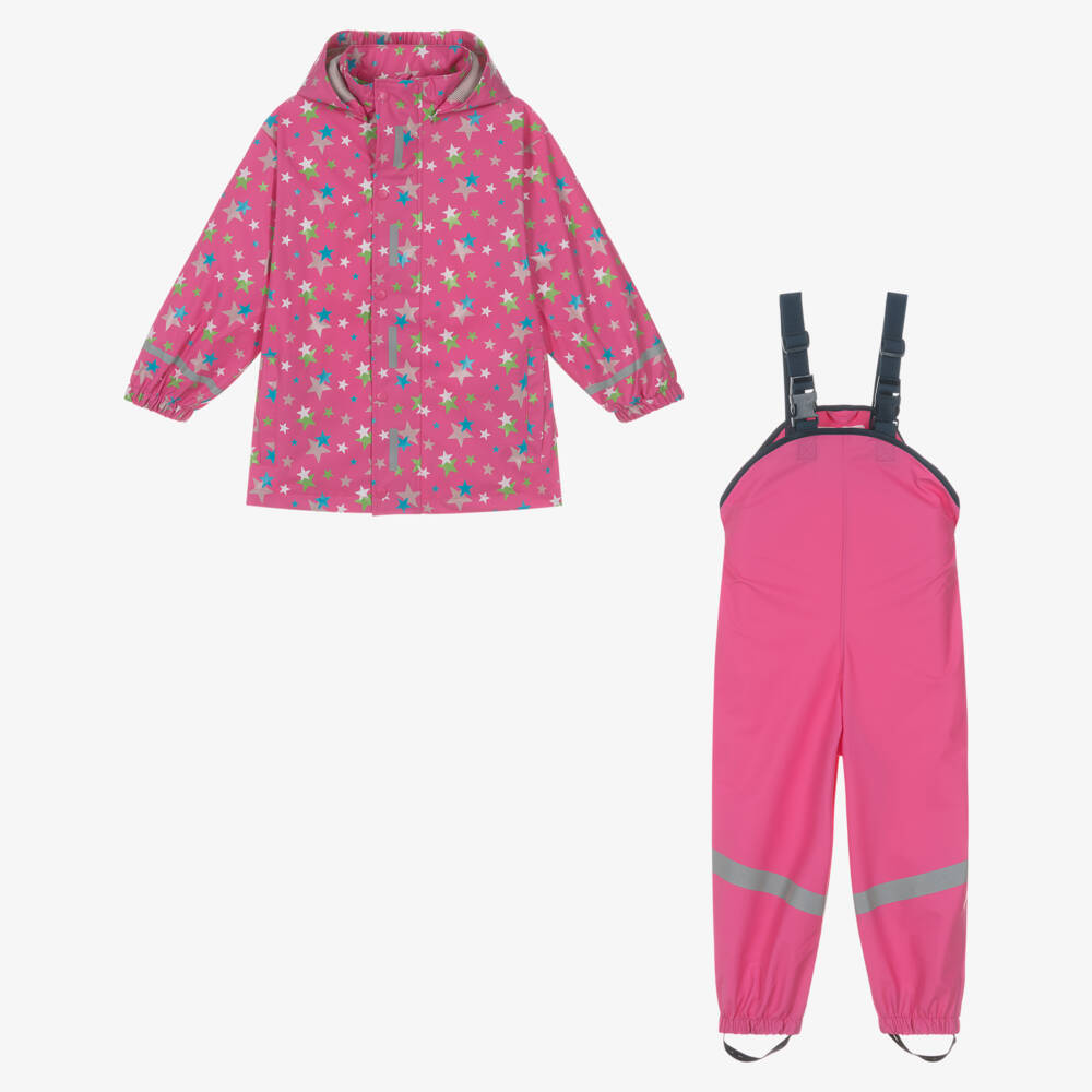 Playshoes-Girls Pink Star Rain Set | Childrensalon Outlet