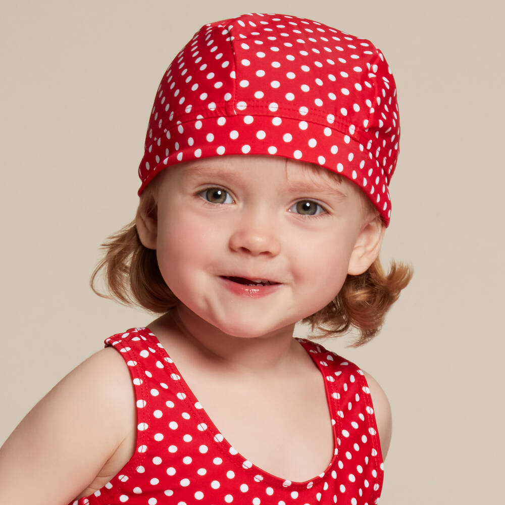 Playshoes-Girls Red Polka Dot Swim Hat (UPF50+) | Childrensalon Outlet