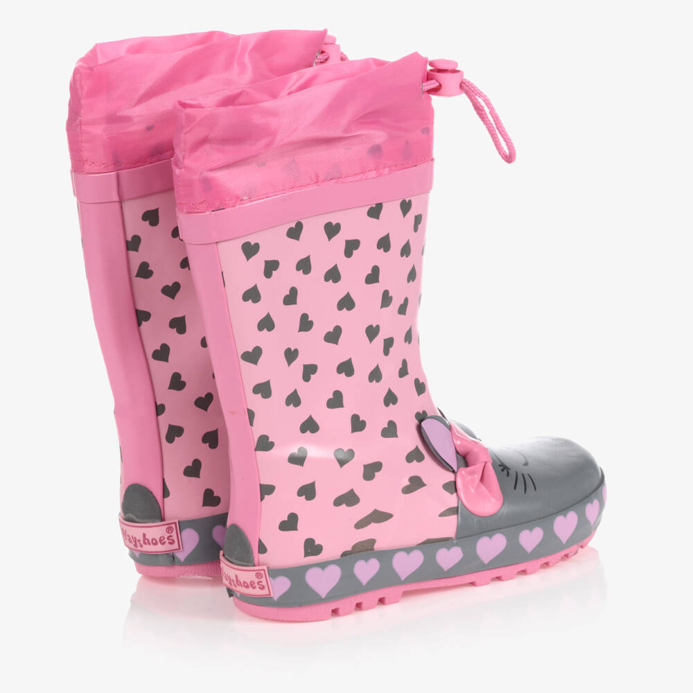 بلاي شوز-أحذية مطر وردية للبنات بتصميم قطة | Childrensalon Outlet