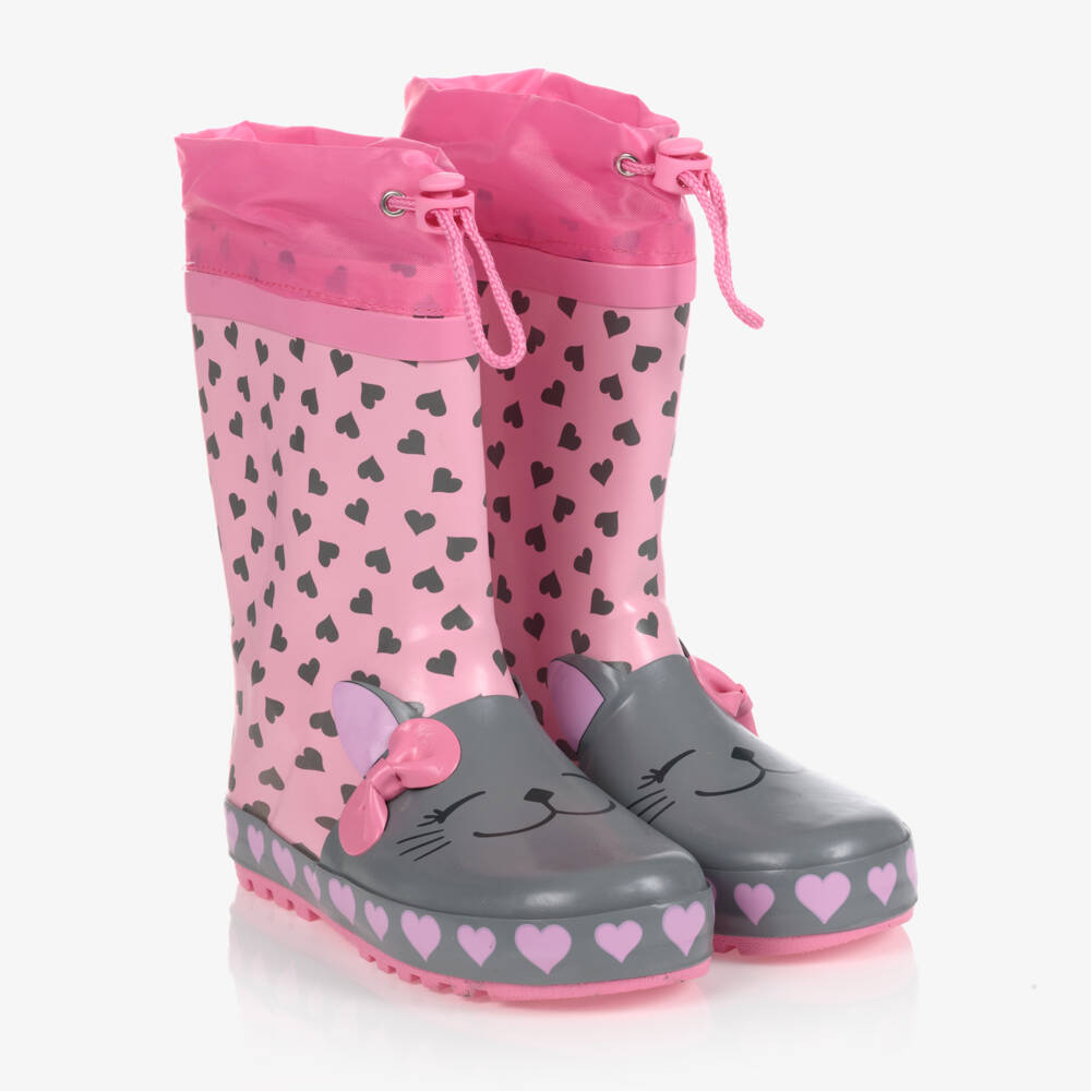 Playshoes-أحذية مطر وردية للبنات بتصميم قطة | Childrensalon Outlet