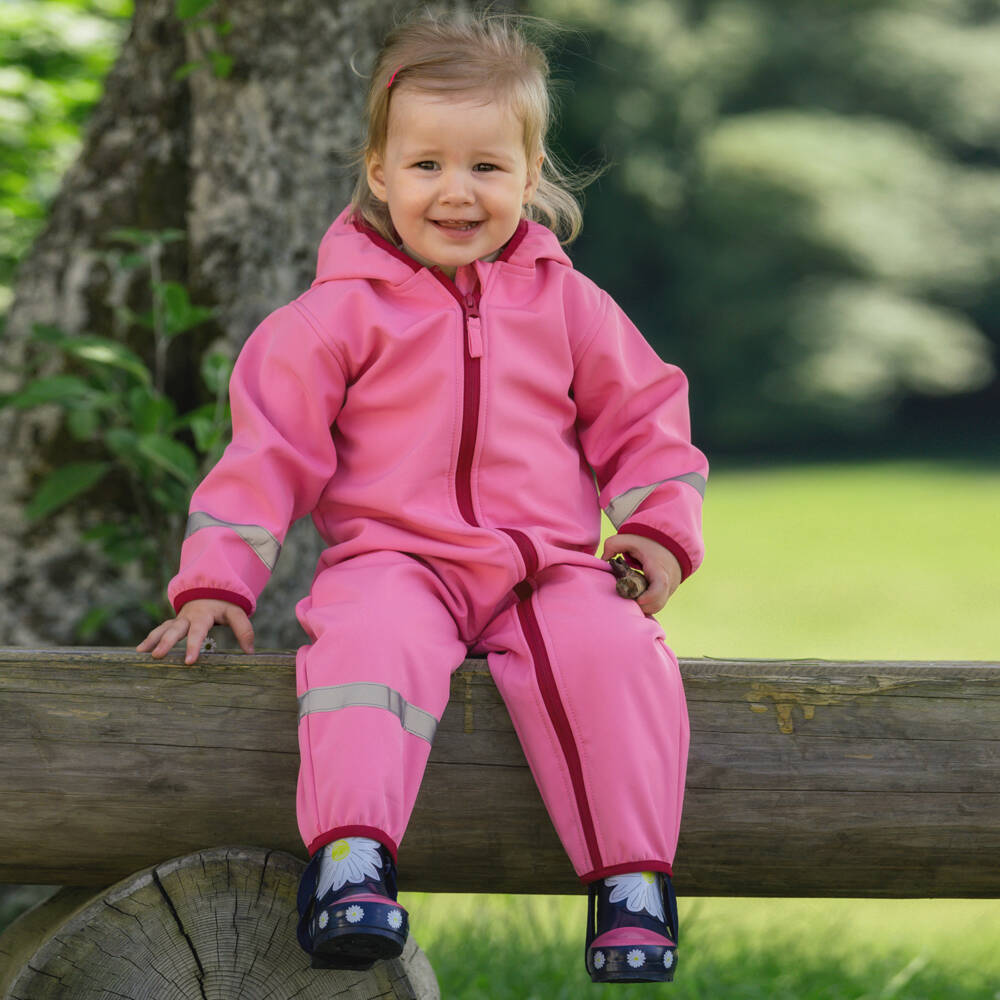 Playshoes-Girls Waterproof Pink Rain Overall | Childrensalon Outlet