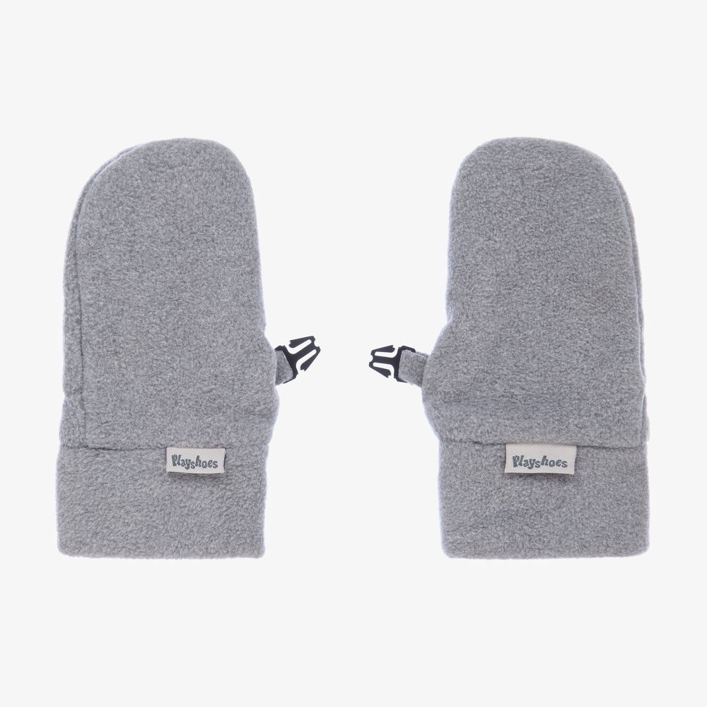 Playshoes-Grey Fleece Baby Mittens | Childrensalon Outlet
