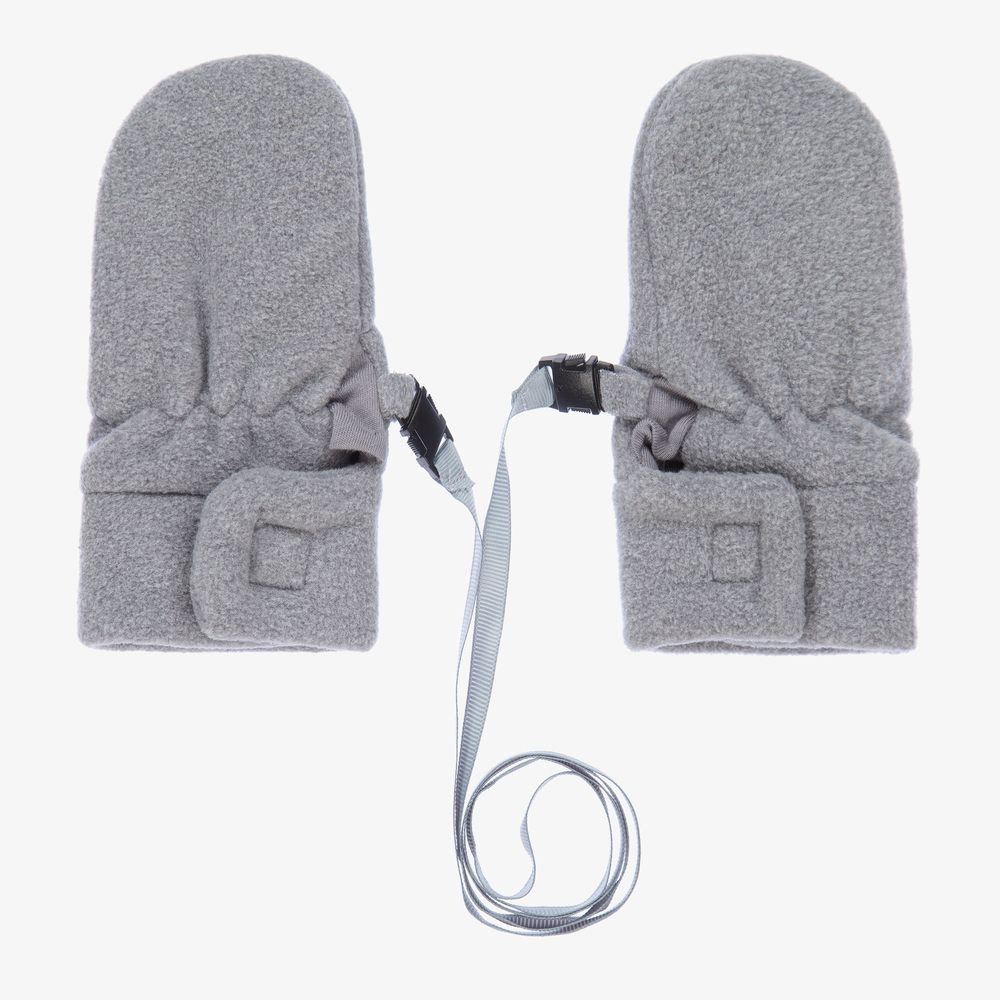 Playshoes-Grey Fleece Baby Mittens | Childrensalon Outlet