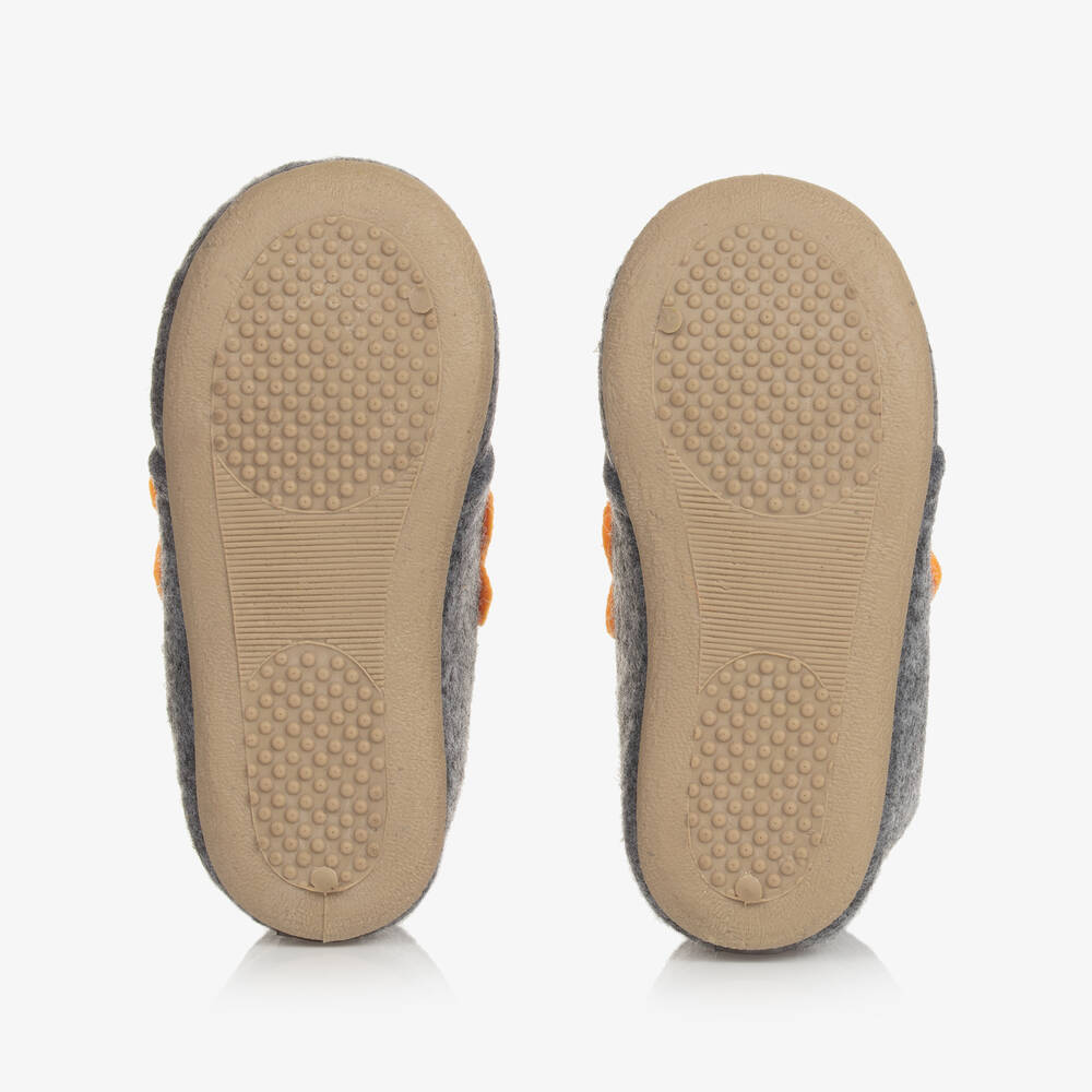 Playshoes-Grey Lion Slippers with Velcro | Childrensalon Outlet