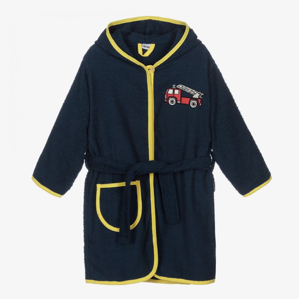 Playshoes-Navy Blue Towelling Bathrobe | Childrensalon Outlet
