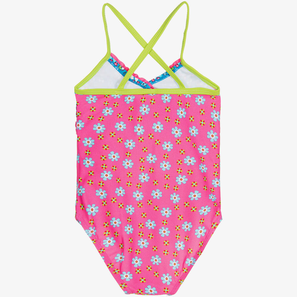 بلاي شوز-مايو لون زهري و أزرق بطبعة ورود (+UPF 50) | Childrensalon Outlet