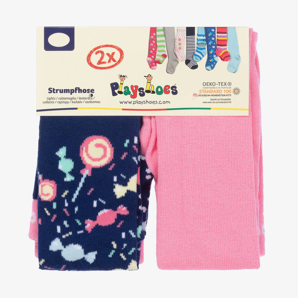 Playshoes-Розовые и синие колготки (2пары) | Childrensalon Outlet