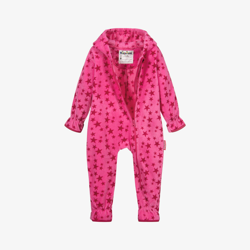 Playshoes-Pink Fleece Pramsuit | Childrensalon Outlet