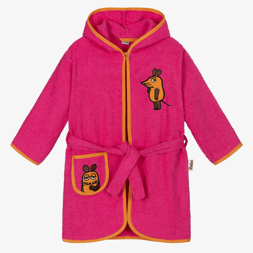 Playshoes-Pink Mouse Towelling Bathrobe | Childrensalon Outlet